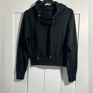 ALLSAINTS Rita Hoodie Black Cropped Lightweight Sweatshirt